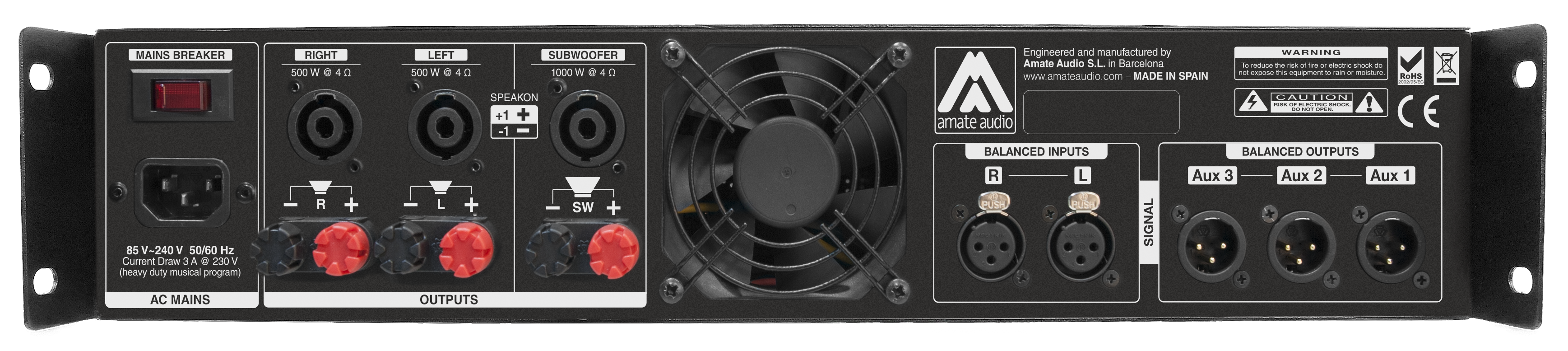 Amplificateur 2.1 3000W Amate Audio TPD3K